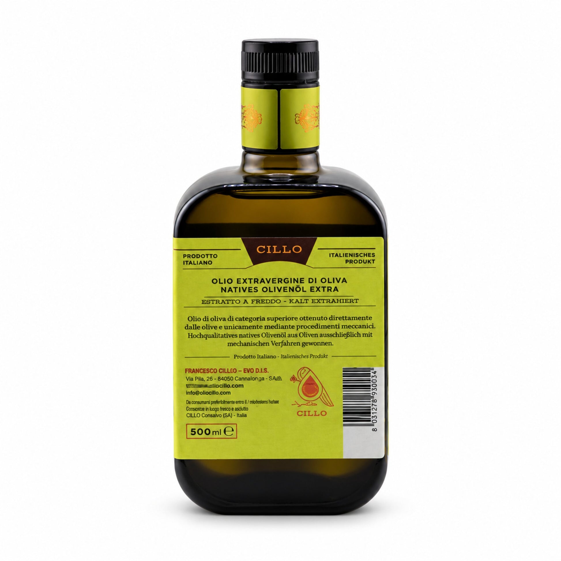 Cillo Olio Extravergine 500 ml – Rückseite