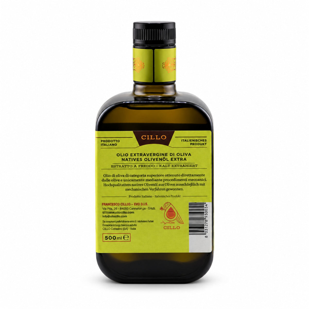 Cillo Olio Extravergine 500 ml – Rückseite