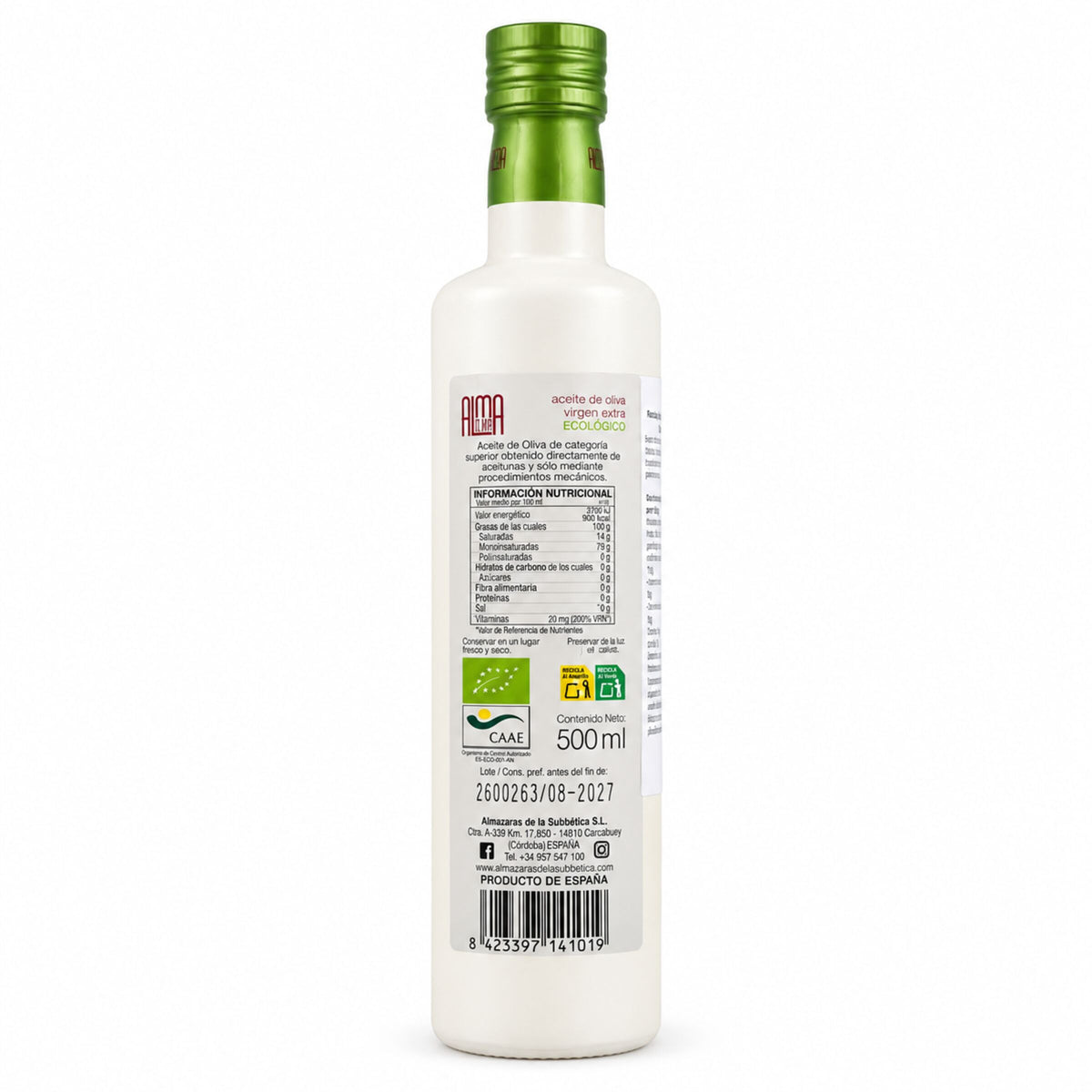 Almazaras de la Subbética BIO Olivenöl extra vergine – Rückseite