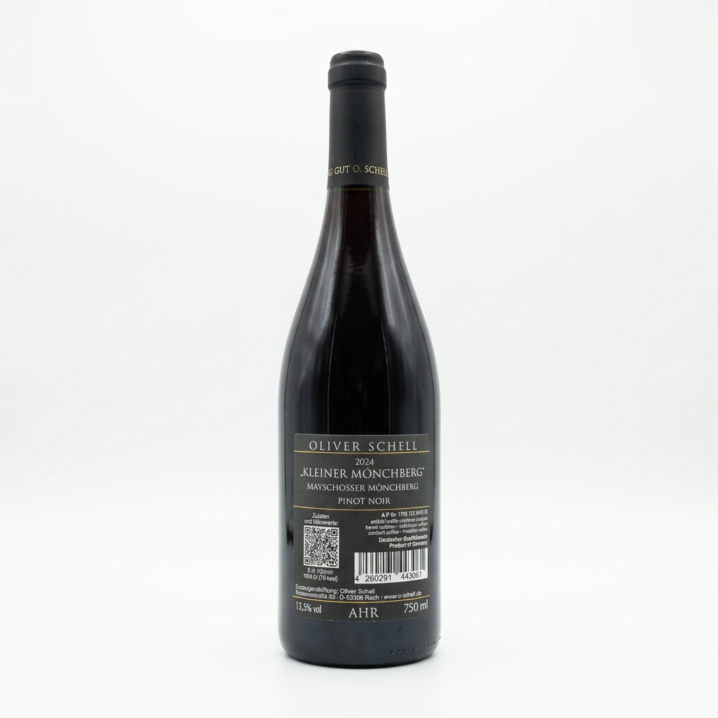 O. Schell Kleiner Mönchberg Spätburgunder 2024, 0,75-l-Flasche mit Rückenetikett (KI-generiert)