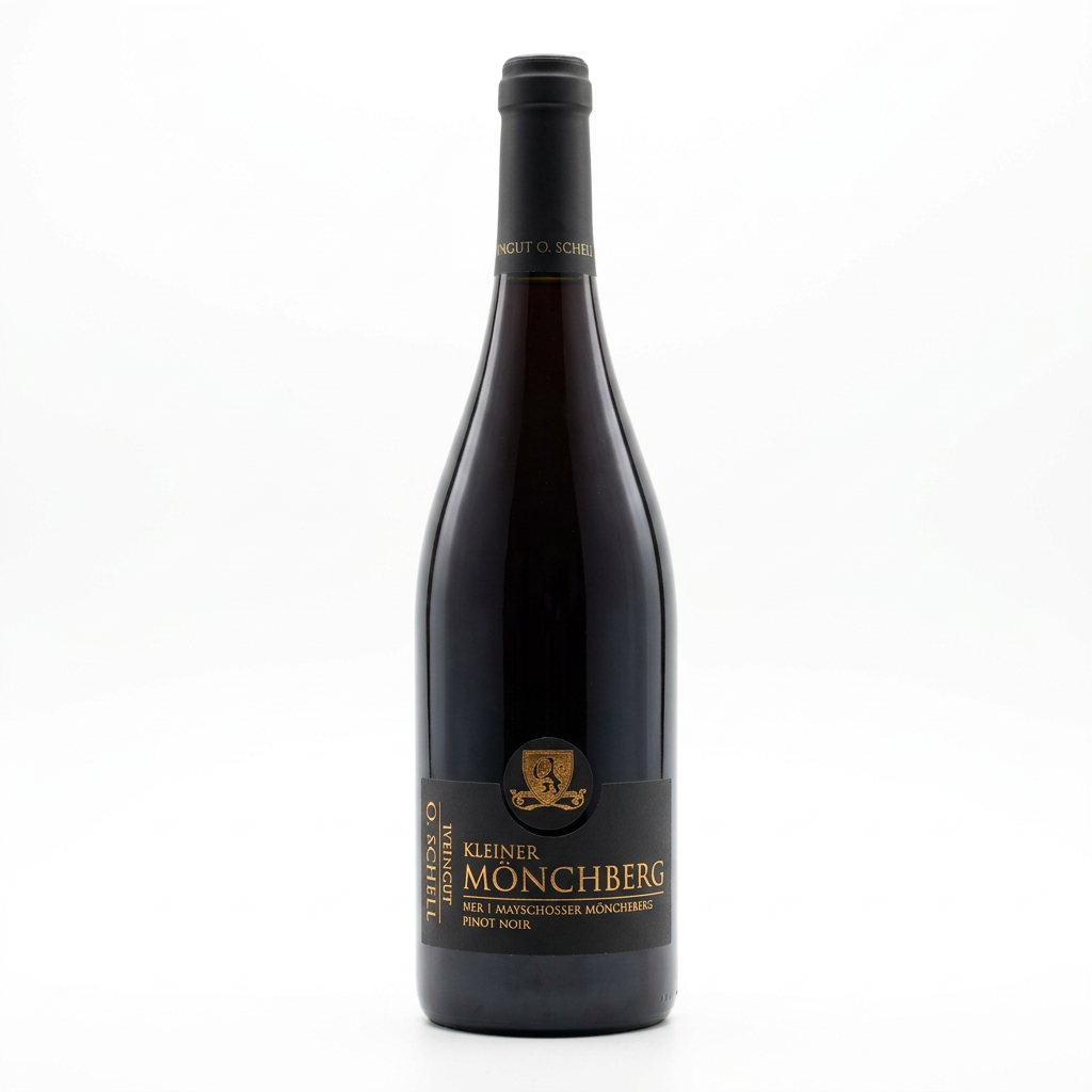 O. Schell Kleiner Mönchberg Spätburgunder 2024, 0,75-l-Flasche von vorne (KI-generiert)